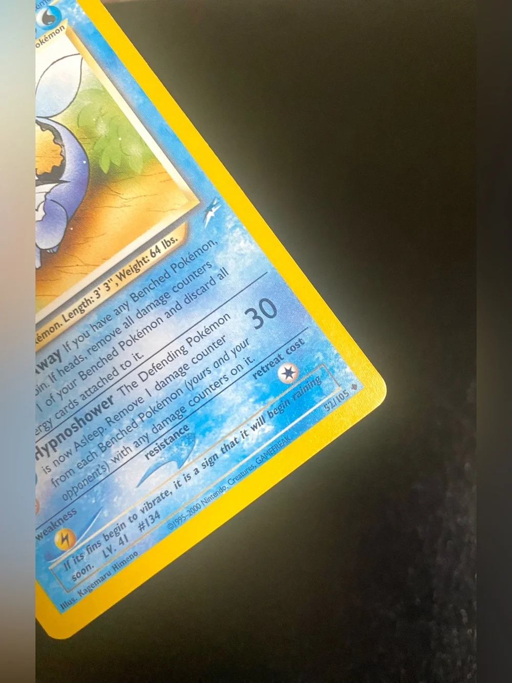 Pokemon Card Light Vaporeon 52/105
